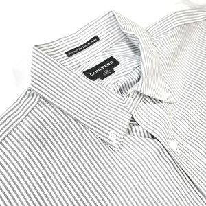 Men's Lands End Sz 17/36 Tall Fit Blue Pin Striped Oxford Dress Shirt